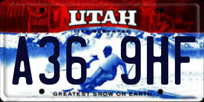 UT license plate A369HF