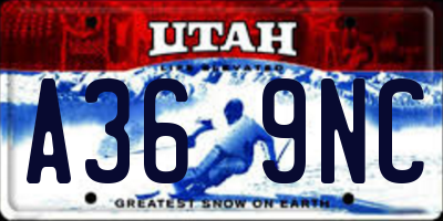 UT license plate A369NC