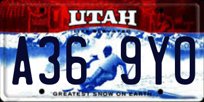 UT license plate A369YO