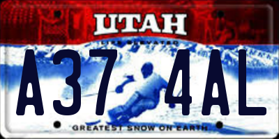 UT license plate A374AL