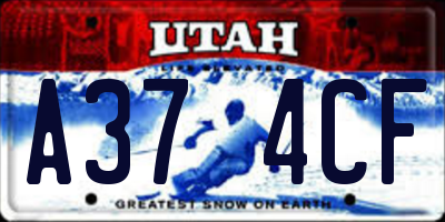 UT license plate A374CF