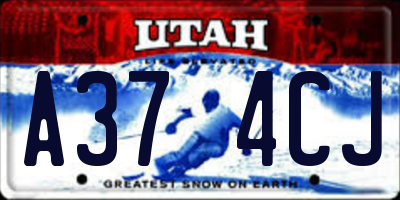 UT license plate A374CJ