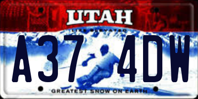UT license plate A374DW