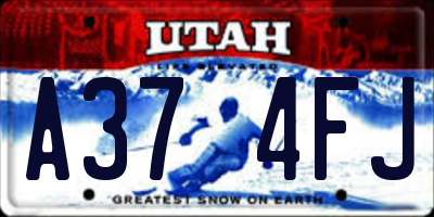 UT license plate A374FJ
