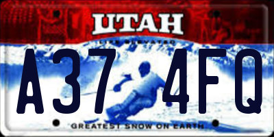 UT license plate A374FQ