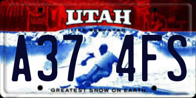 UT license plate A374FS