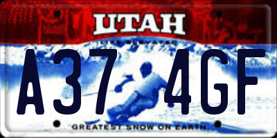 UT license plate A374GF