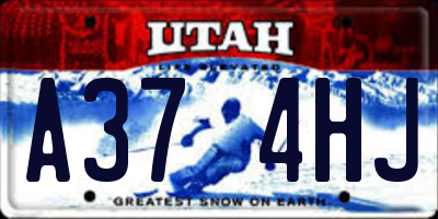 UT license plate A374HJ