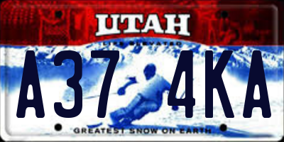 UT license plate A374KA