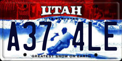 UT license plate A374LE
