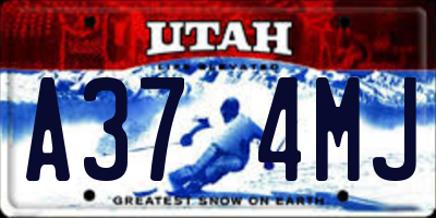 UT license plate A374MJ