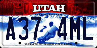 UT license plate A374ML