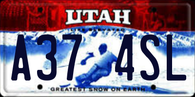 UT license plate A374SL