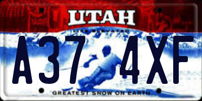 UT license plate A374XF
