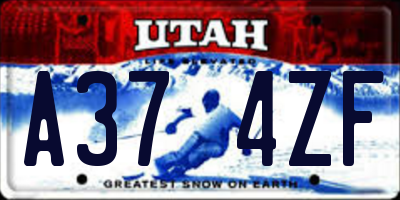 UT license plate A374ZF