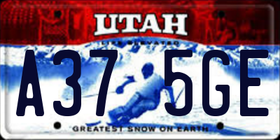 UT license plate A375GE