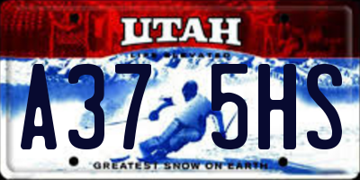 UT license plate A375HS