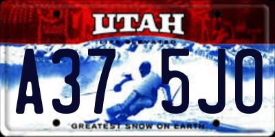 UT license plate A375JO