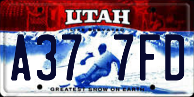 UT license plate A377FD