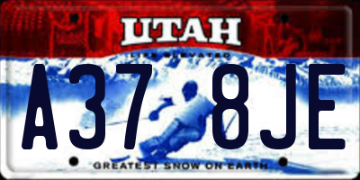 UT license plate A378JE