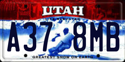 UT license plate A378MB