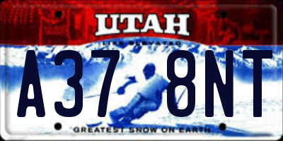 UT license plate A378NT