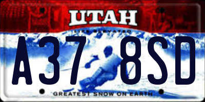 UT license plate A378SD