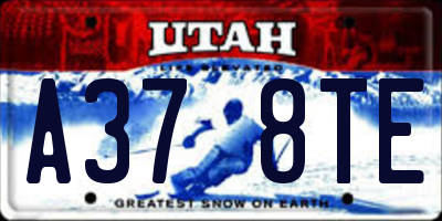 UT license plate A378TE