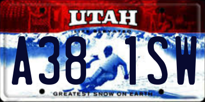 UT license plate A381SW