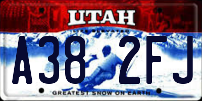 UT license plate A382FJ
