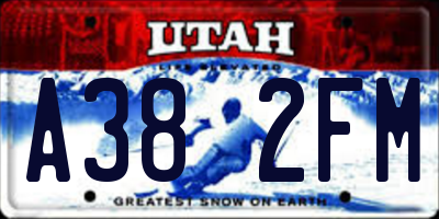 UT license plate A382FM