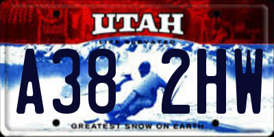 UT license plate A382HW