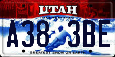 UT license plate A383BE