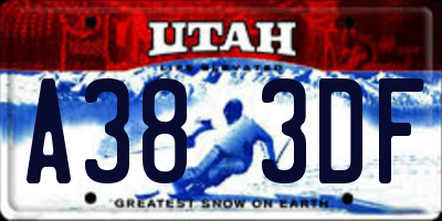 UT license plate A383DF