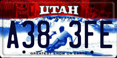 UT license plate A383FE