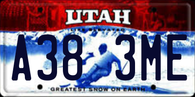 UT license plate A383ME