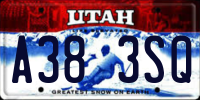 UT license plate A383SQ