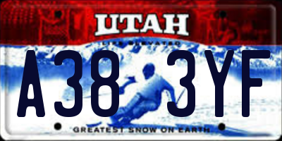 UT license plate A383YF