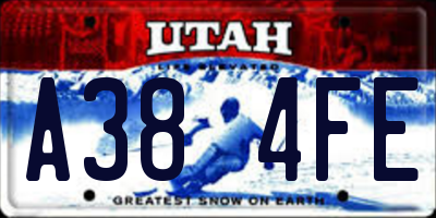 UT license plate A384FE