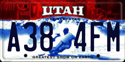 UT license plate A384FM