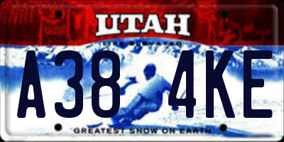 UT license plate A384KE