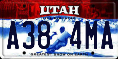 UT license plate A384MA