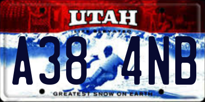 UT license plate A384NB