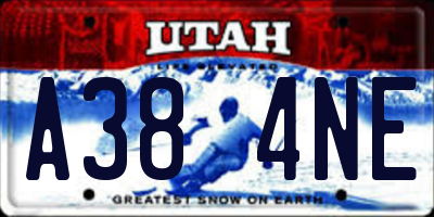 UT license plate A384NE