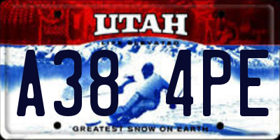 UT license plate A384PE