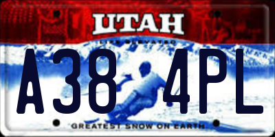 UT license plate A384PL