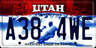 UT license plate A384WE
