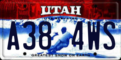 UT license plate A384WS