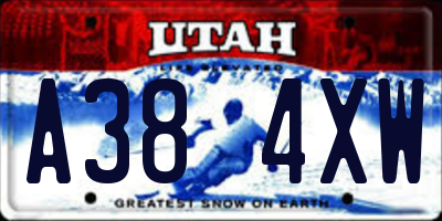 UT license plate A384XW