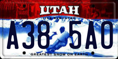 UT license plate A385AO